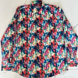 Coton Doux stained glass print button down long sleeve shirt